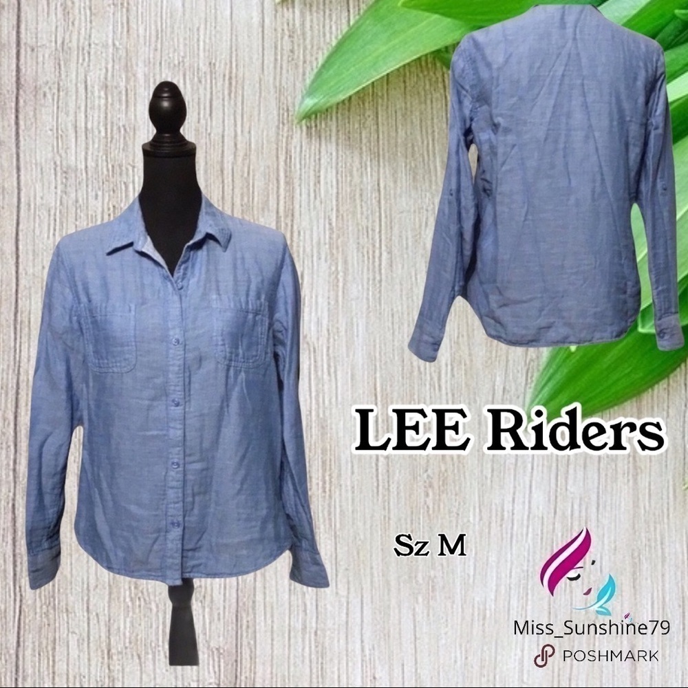 Lee Riders - Sz M - jean look cotton button down